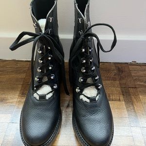 Marc Fisher black leather boots with shearling